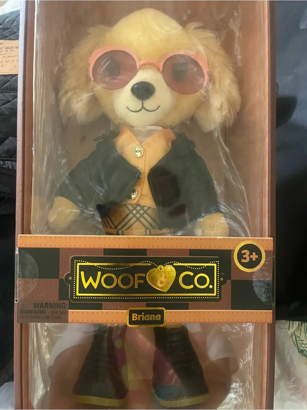 Woof & Co. Yellow Plush Dog with Pink Sunglasses